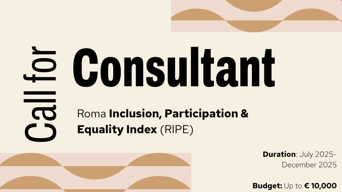 Call for Consultant – Roma Inclusion, Participation & Equality Index (RIPE) 